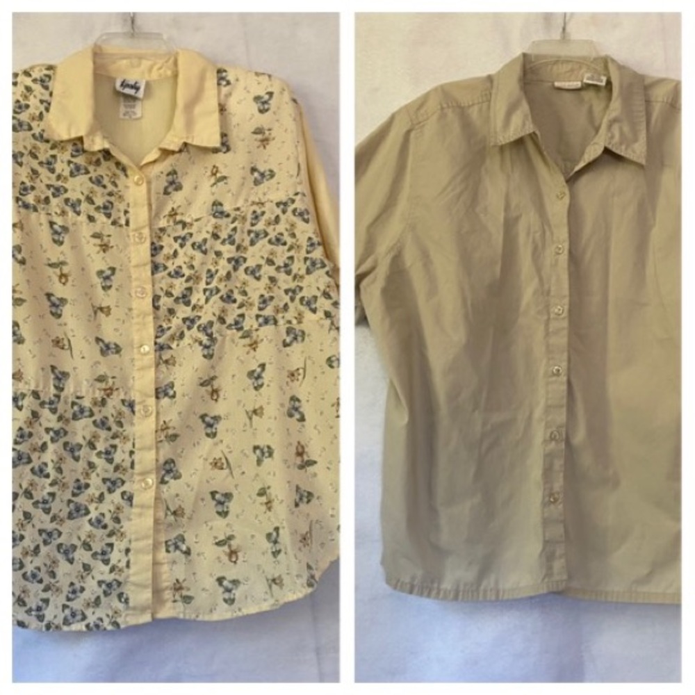Two Bundled Women’s Shirt Blouses Tops One Solid One Floral Pattern